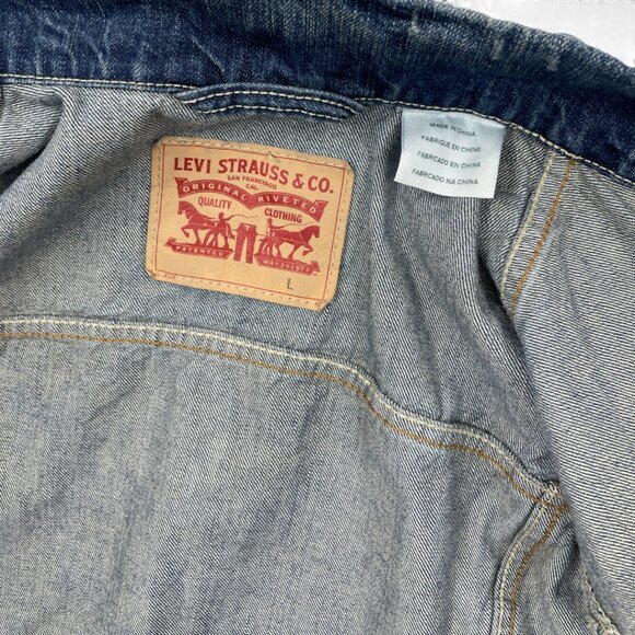 Levi's Denim Jean Blue Trucker Vest Jacket Men's Size Large - Picture 7 of 10
